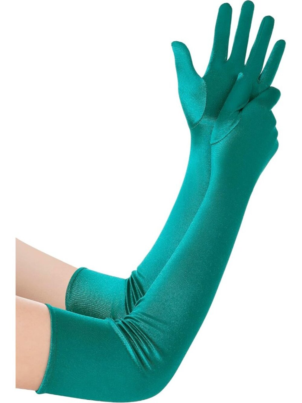Women Green Long Elbow Length 1920s Gatsby Satin Opera Bridal Wedding Gloves